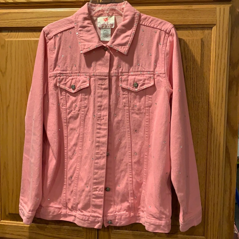 Quacker Factory pink jacket with rhinestones Small
